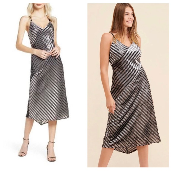 Harlyn for Anthropologie Silver Moon Velvet Midi Dress - Picture 2 of 15